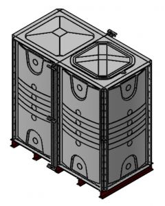 4000 Litre GRP Sectional Water Tank with Internally Flanged Base (IFB) - 2X1X2