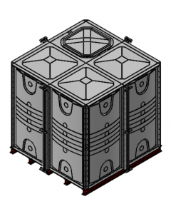 8000 Litre GRP Sectional Water Tank with Internally Flanged Base (IFB) - 2X2X2