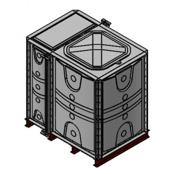 2250 Litre GRP Sectional Water Tank with Internally Flanged Base (IFB) - 1.5X1X1.5