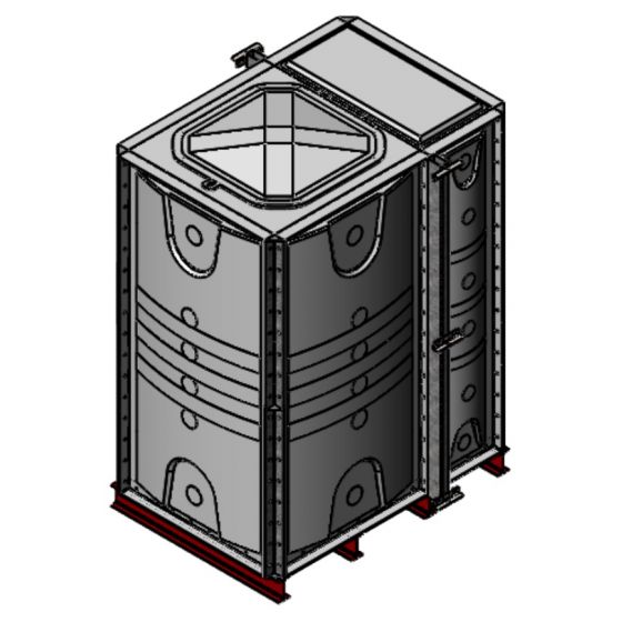 3000 Litre GRP Sectional Water Tank with Internally Flanged Base (IFB) - 1.5X1X2