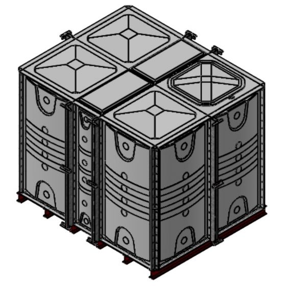 10000 Litre GRP Sectional Water Tank with Internally Flanged Base (IFB) - 2.5X2X2