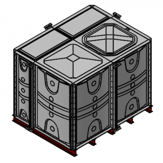 4500 Litre GRP Sectional Water Tank with Internally Flanged Base (IFB) - 2X1.5X1.5