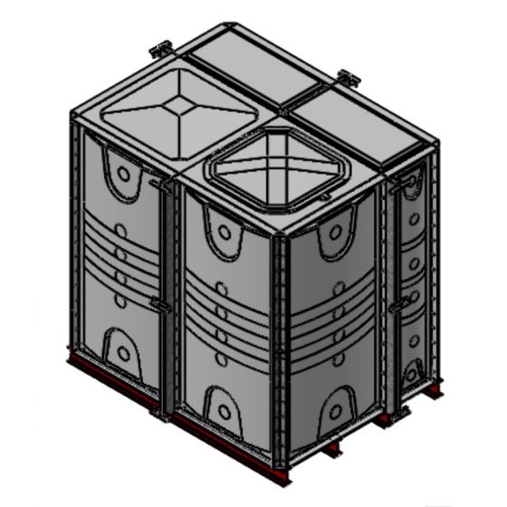 6000 Litre GRP Sectional Water Tank with Internally Flanged Base (IFB) - 2X1.5X2