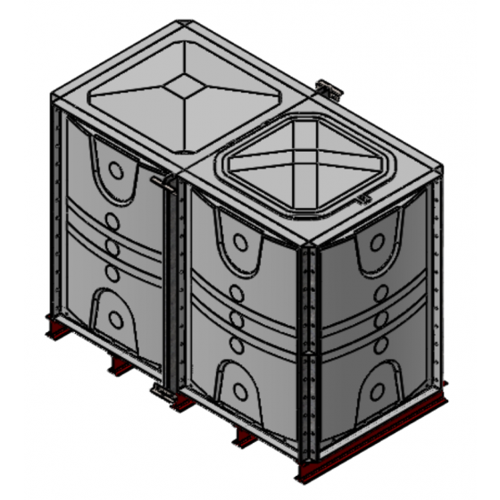 3000 Litre GRP Sectional Water Tank with Internally Flanged Base (IFB) - 2X1X1.5