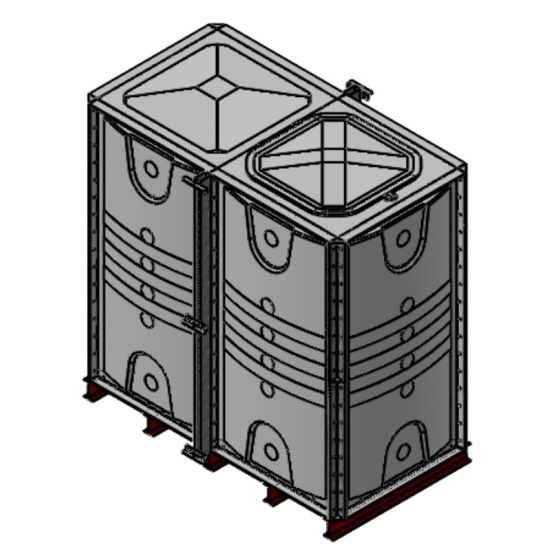 4000 Litre GRP Sectional Water Tank with Internally Flanged Base (IFB) - 2X1X2