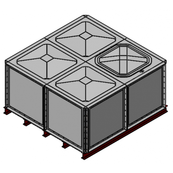 4000 Litre GRP Sectional Water Tank with Internally Flanged Base (IFB) - 2X2X1