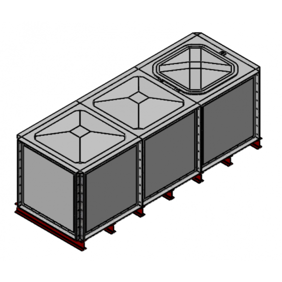 3000 Litre GRP Sectional Water Tank with Internally Flanged Base (IFB) - 3X1X1