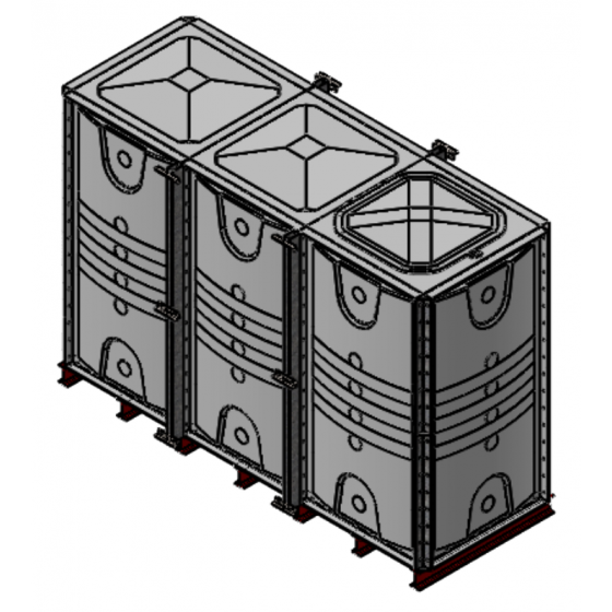 6000 Litre GRP Sectional Water Tank with Internally Flanged Base (IFB) - 3X1X2