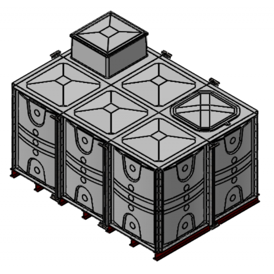 9000 Litre GRP Sectional Water Tank with Internally Flanged Base (IFB) - 3X2X1.5