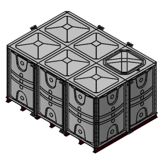 9000 Litre GRP Sectional Water Tank with Internally Flanged Base (IFB) - 3X2X1.5