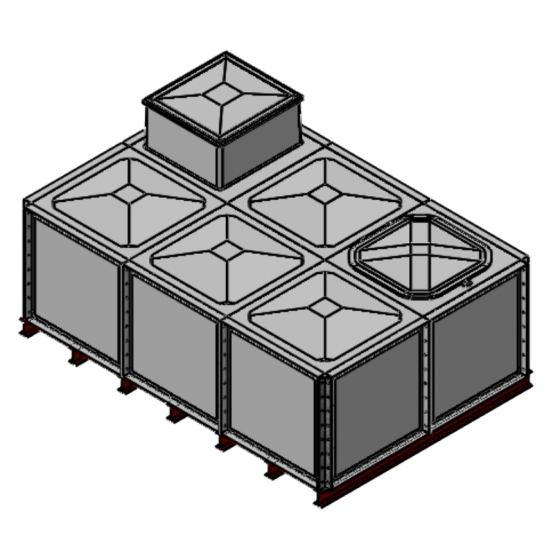 6000 Litre GRP Sectional Water Tank with Internally Flanged Base (IFB) - 3X2X1