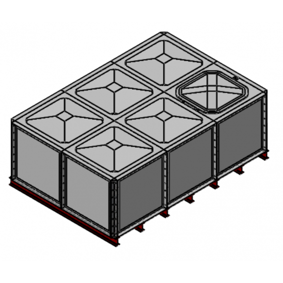 6000 Litre GRP Sectional Water Tank with Internally Flanged Base (IFB) - 3X2X1