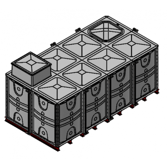 12000 Litre GRP Sectional Water Tank with Internally Flanged Base (IFB) - 4X2X1.5