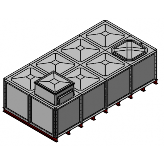 8000 Litre GRP Sectional Water Tank with Internally Flanged Base (IFB) - 4X2X1