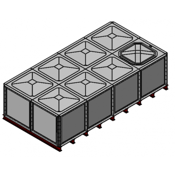 8000 Litre GRP Sectional Water Tank with Internally Flanged Base (IFB) - 4X2X1