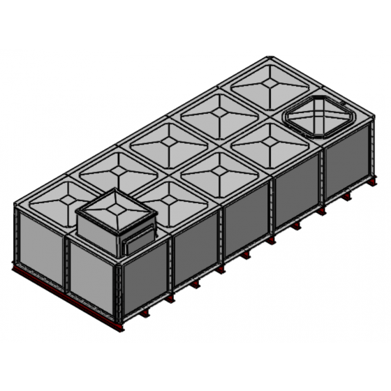 10000 Litre GRP Sectional Water Tank with Internally Flanged Base (IFB) - 5X2X1