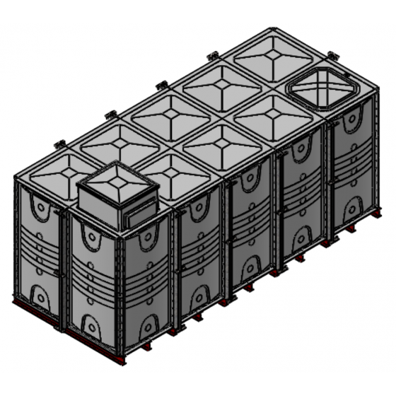 20000 Litre GRP Sectional Water Tank with Internally Flanged Base (IFB) - 5x2x2