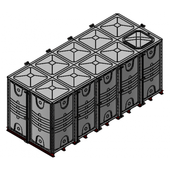 20000 Litre GRP Sectional Water Tank with Internally Flanged Base (IFB) - 5X2X2